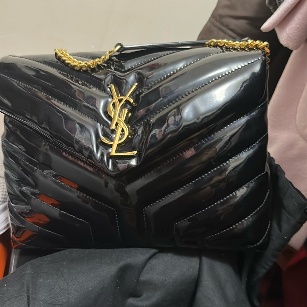 Yves Saint Laurent Black and Gold Quilted Shoulder Bag - Picture 2 of 3